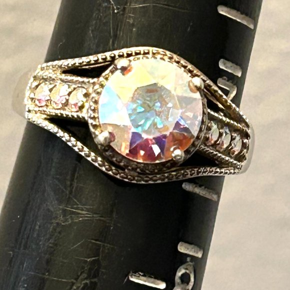 Estate Mystic Topaz Sterling Silver Marked 925 Round Cut Ring D'Joy - Picture 9 of 9